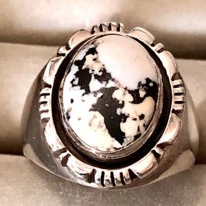 White Buffalo Turquoise Silver 925 ring size 11.5